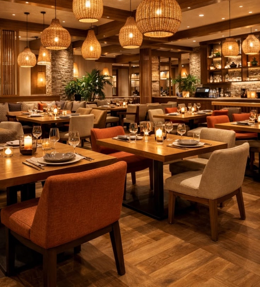 Kitchen and Restaurant at De-Latinos